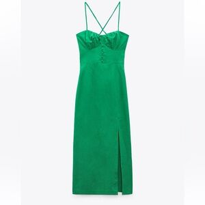 Zara Green Spaghetti Strap Dress